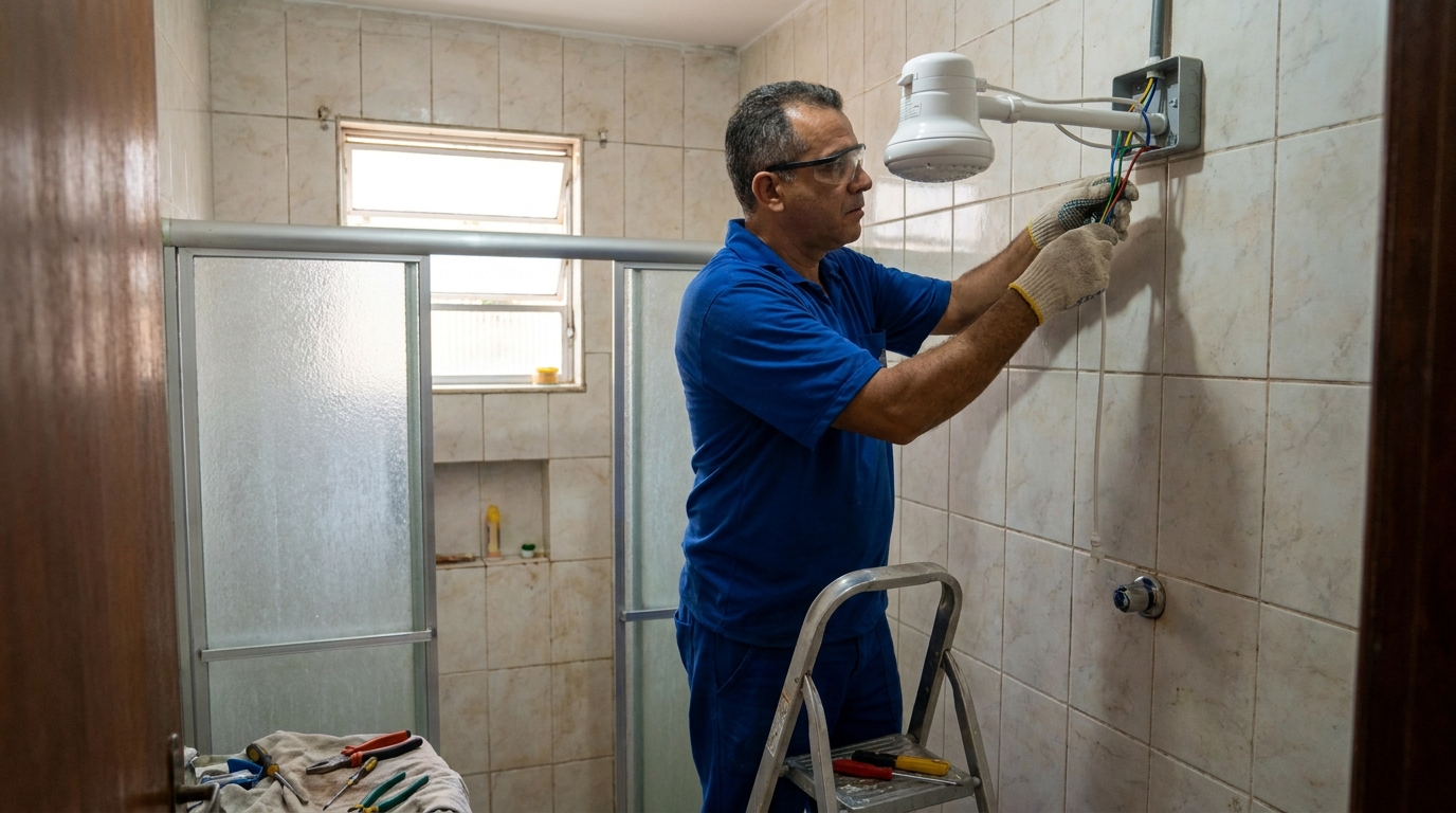Substituição de Chuveiro Antigo em Campina Grande‑PB